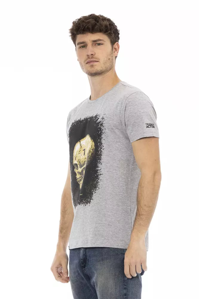 Trussardi Action Gray Cotton Men T-Shirt $130.00 Trussardi Action Luzworld