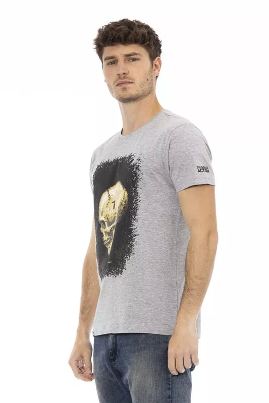 Trussardi Action Gray Cotton Men T-Shirt $130.00 Trussardi Action Luzworld