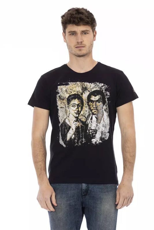Trussardi Action Black Cotton Men T-Shirt $130.00 Trussardi Action Luzworld