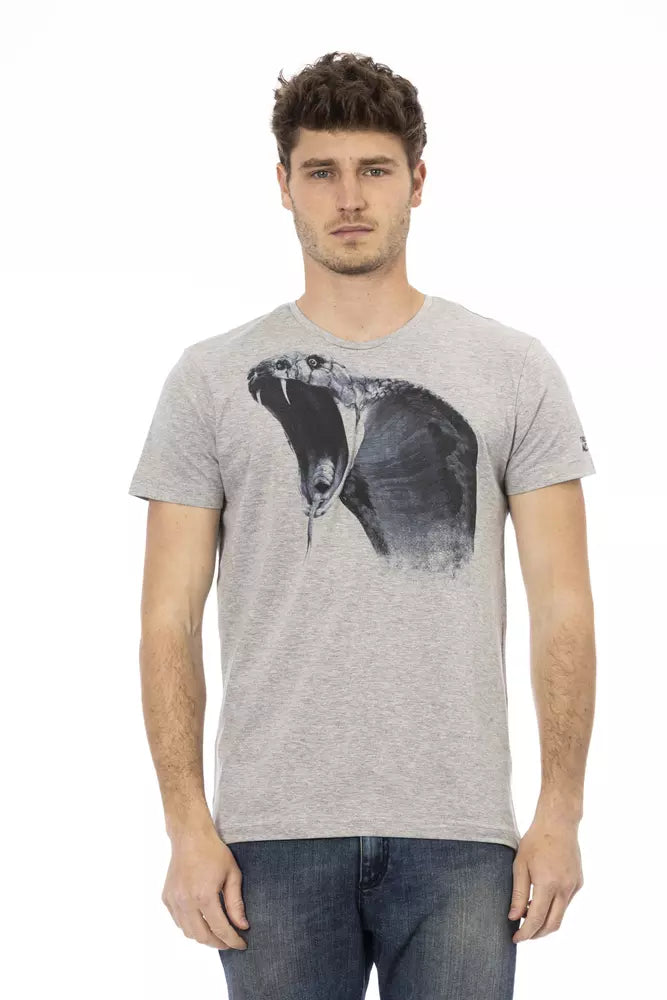 Trussardi Action Gray Cotton Men T-Shirt $130.00 Trussardi Action Luzworld