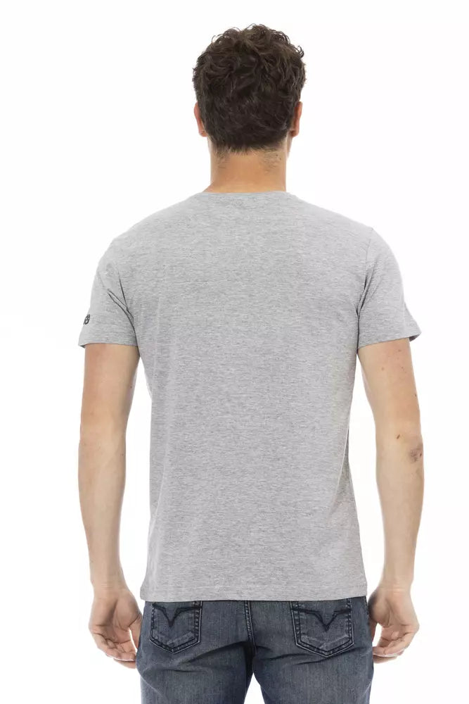 Trussardi Action Gray Cotton Men T-Shirt $130.00 Trussardi Action Luzworld