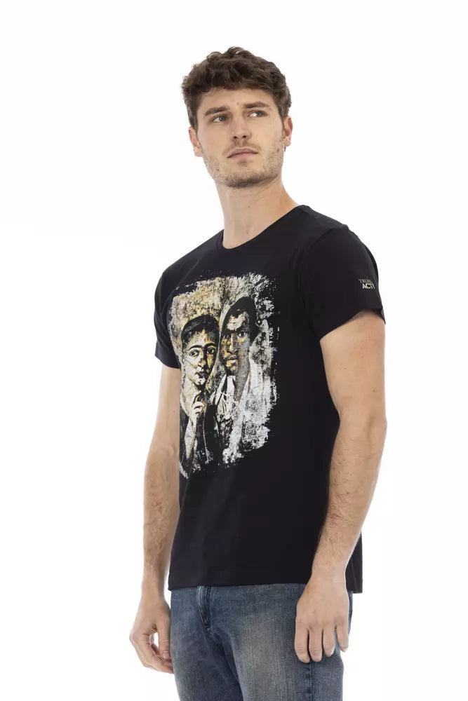 Trussardi Action Black Cotton Men T-Shirt $130.00 Trussardi Action Luzworld