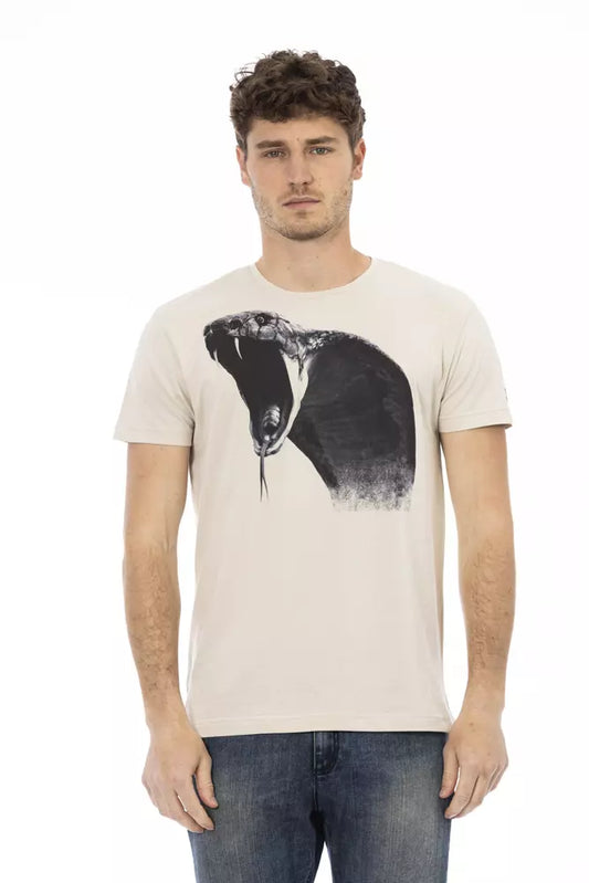 Trussardi Action Beige Cotton Men T-Shirt $130.00 Trussardi Action Luzworld