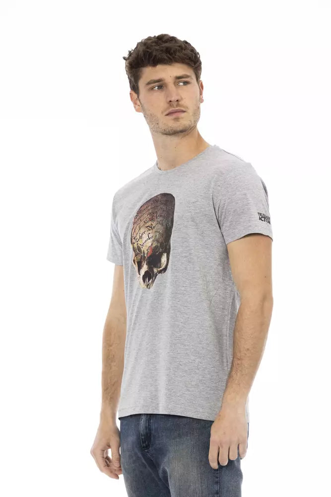 Trussardi Action Gray Cotton Men T-Shirt $130.00 Trussardi Action Luzworld