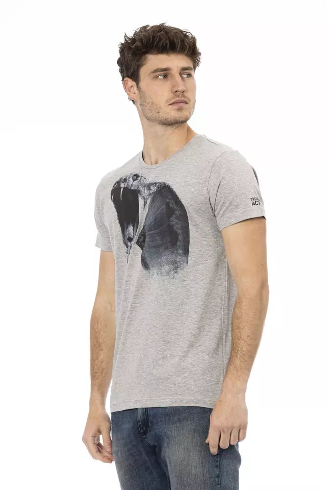 Trussardi Action Gray Cotton Men T-Shirt $130.00 Trussardi Action Luzworld