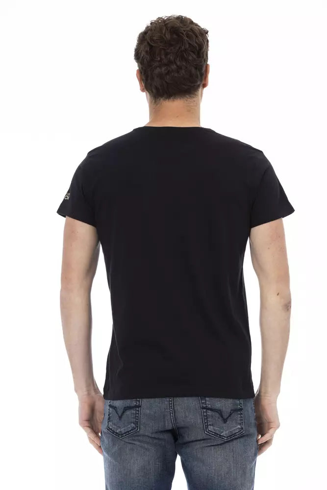 Trussardi Action Black Cotton Men T-Shirt $130.00 Trussardi Action Luzworld