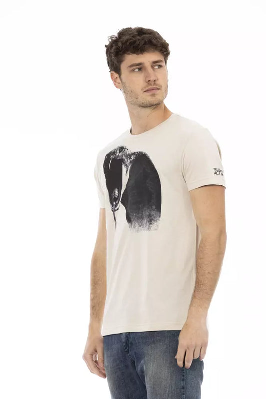 Trussardi Action Beige Cotton Men T-Shirt $130.00 Trussardi Action Luzworld