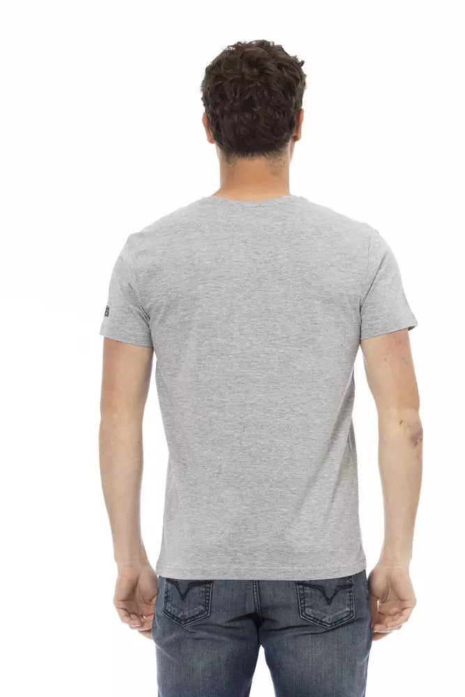 Trussardi Action Gray Cotton Men T-Shirt $130.00 Trussardi Action Luzworld