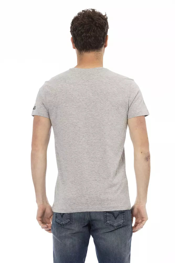 Trussardi Action Gray Cotton Men T-Shirt $130.00 Trussardi Action Luzworld