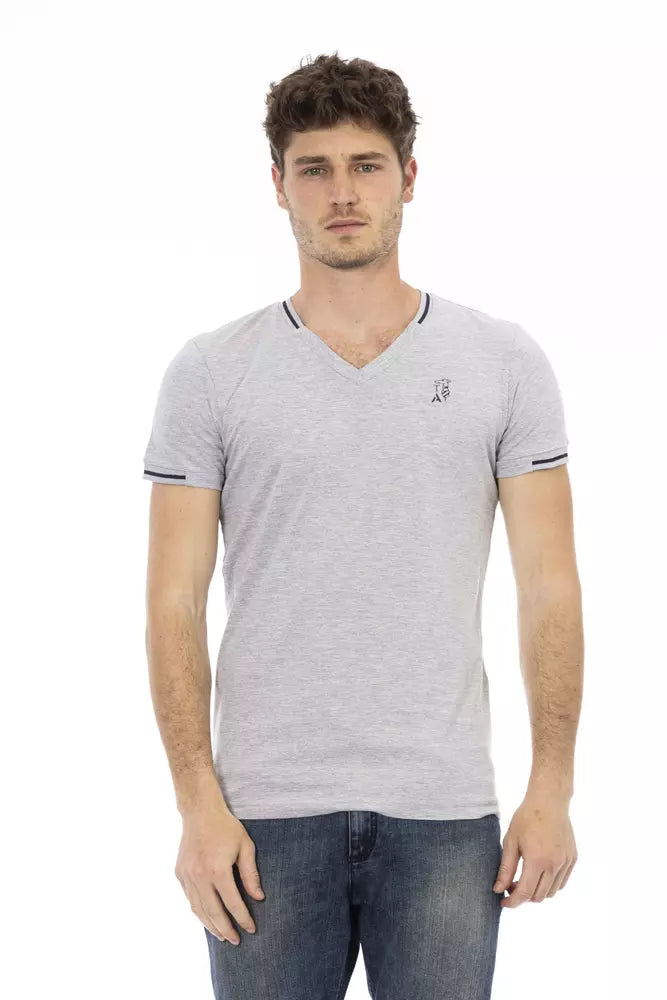Trussardi Action Gray Cotton Men T-Shirt $130.00 Trussardi Action Luzworld