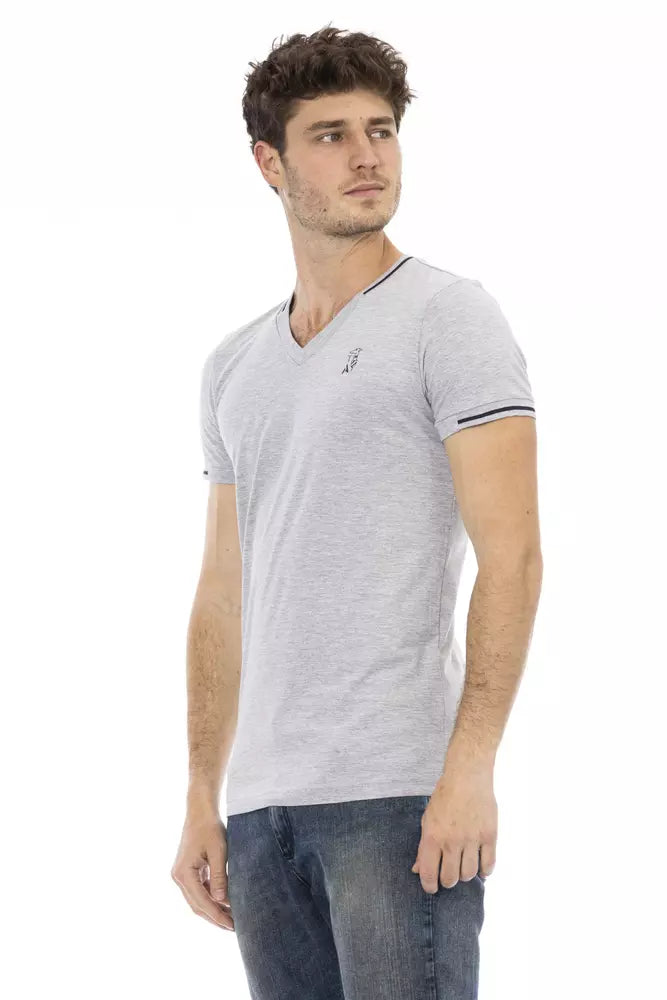 Trussardi Action Gray Cotton Men T-Shirt $130.00 Trussardi Action Luzworld