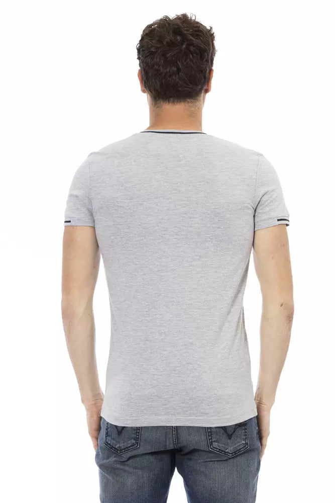 Trussardi Action Gray Cotton Men T-Shirt $130.00 Trussardi Action Luzworld