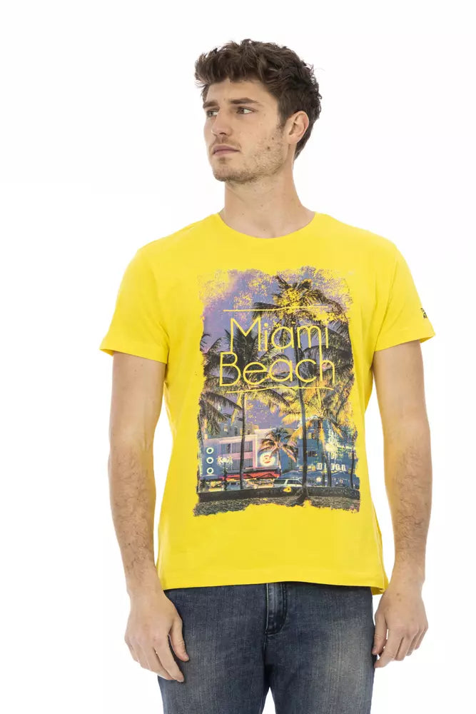 Trussardi Action Yellow Cotton Men T-Shirt $130.00 Trussardi Action Luzworld