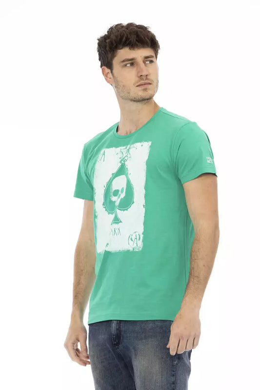 Trussardi Action Green Cotton Men T-Shirt $130.00 Trussardi Action Luzworld