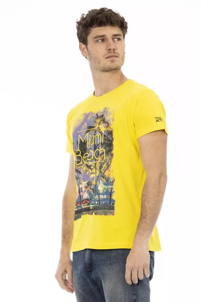 Trussardi Action Yellow Cotton Men T-Shirt $130.00 Trussardi Action Luzworld