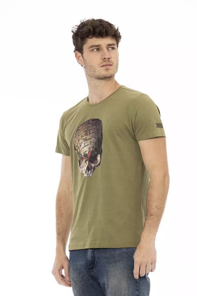 Trussardi Action Green Cotton Men T-Shirt $130.00 Trussardi Action Luzworld