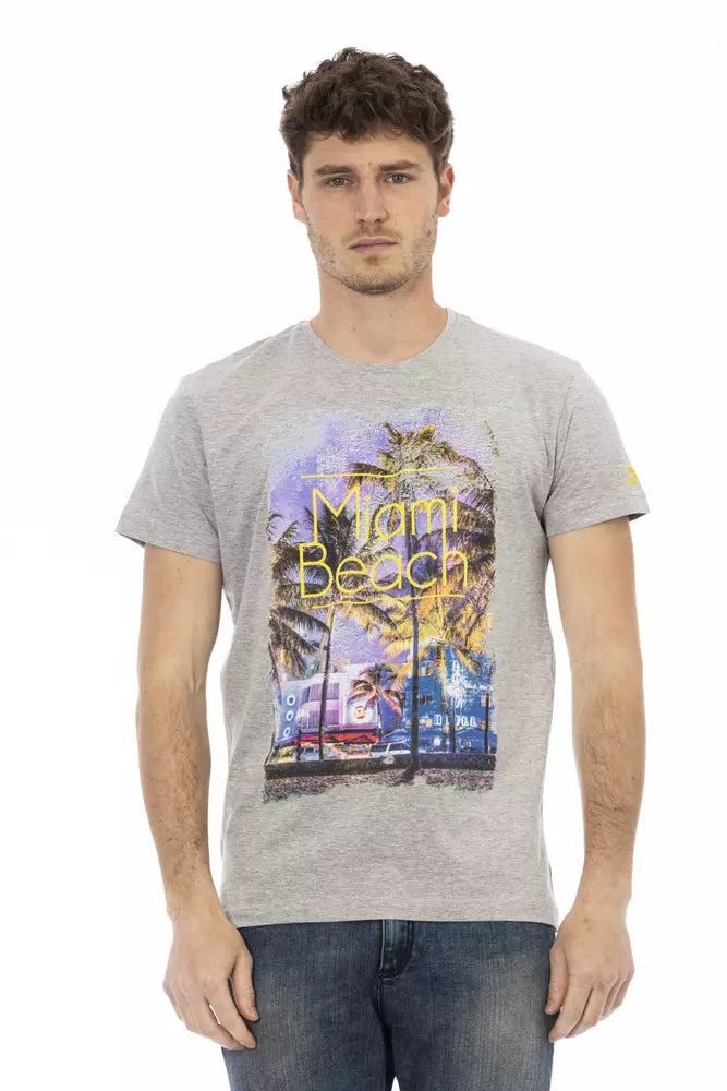 Trussardi Action Gray Cotton Men T-Shirt $130.00 Trussardi Action Luzworld