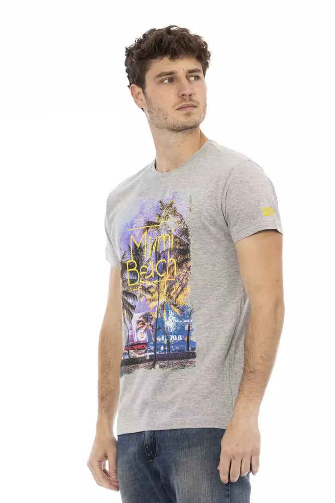 Trussardi Action Gray Cotton Men T-Shirt $130.00 Trussardi Action Luzworld