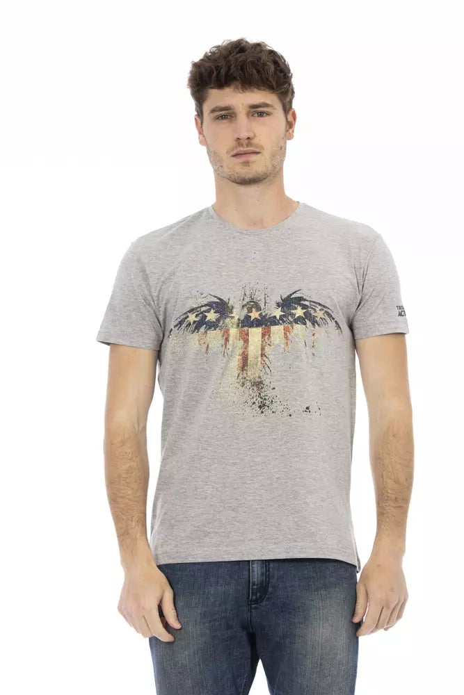Trussardi Action Gray Cotton Men T-Shirt $130.00 Trussardi Action Luzworld