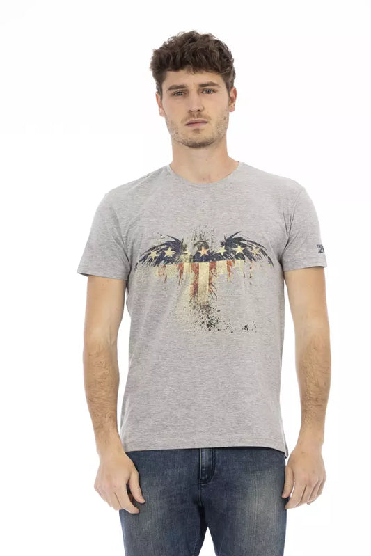 Trussardi Action Gray Cotton Men T-Shirt $130.00 Trussardi Action Luzworld