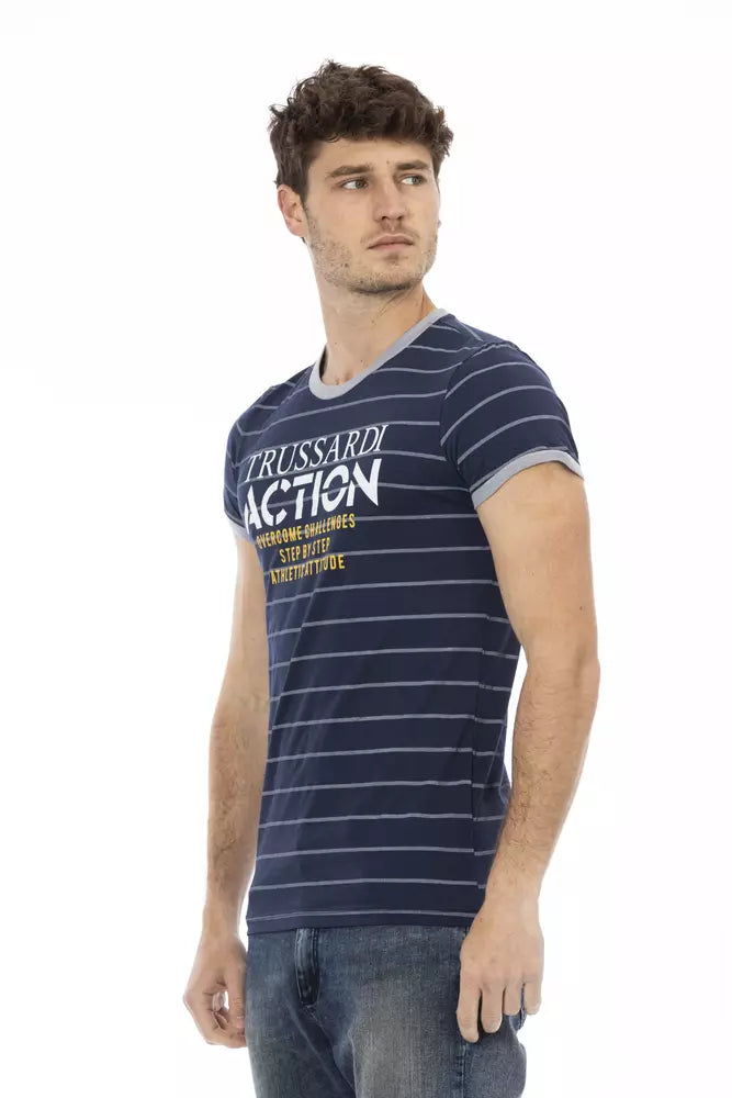 Trussardi Action Blue Cotton Men T-Shirt $130.00 Trussardi Action Luzworld