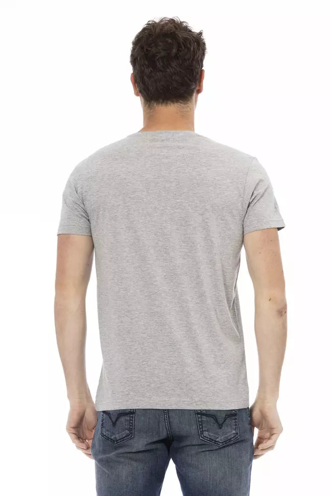 Trussardi Action Gray Cotton Men T-Shirt $130.00 Trussardi Action Luzworld