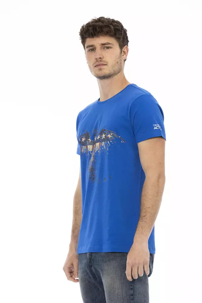 Trussardi Action Blue Cotton Men T-Shirt $130.00 Trussardi Action Luzworld
