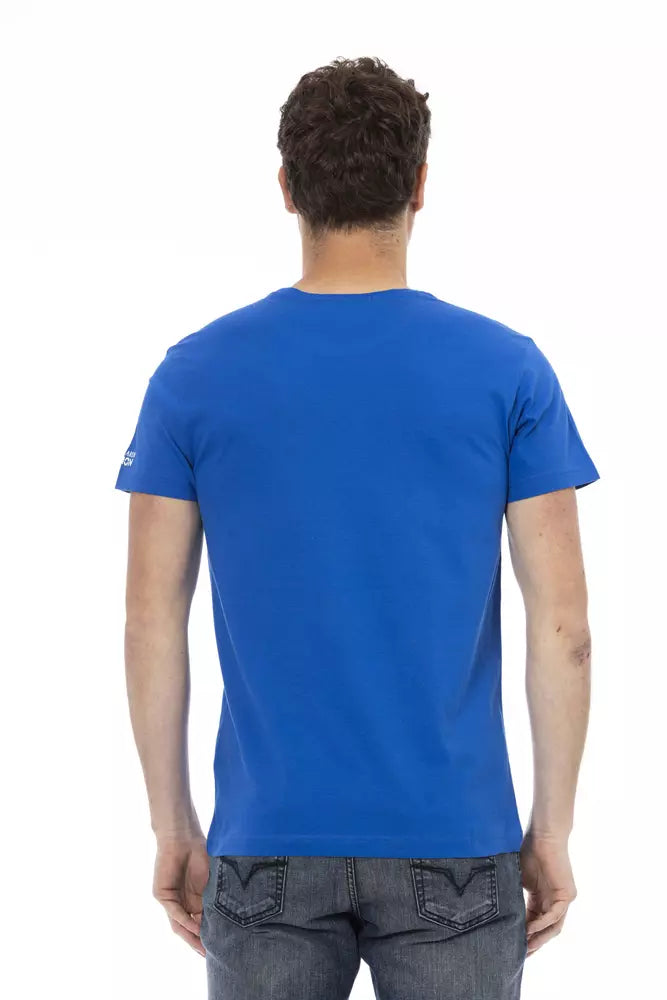 Trussardi Action Blue Cotton Men T-Shirt $130.00 Trussardi Action Luzworld