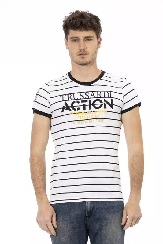 Trussardi Action White Cotton Men T-Shirt $130.00 Trussardi Action Luzworld