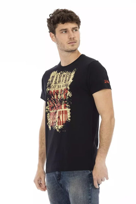 Trussardi Action Black Cotton Men T-Shirt $130.00 Trussardi Action Luzworld