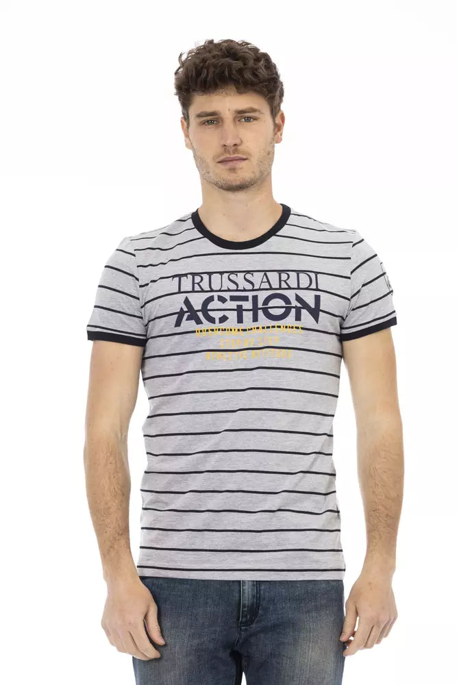 Trussardi Action Gray Cotton Men T-Shirt $130.00 Trussardi Action Luzworld