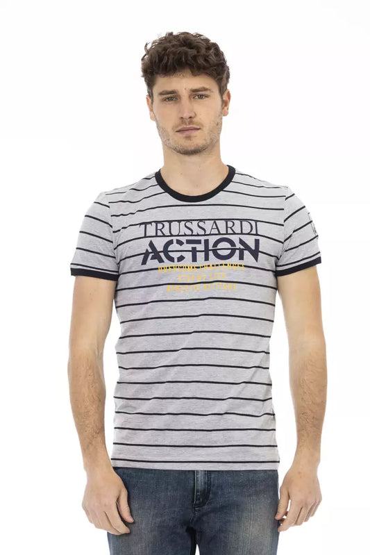 Trussardi Action Gray Cotton Men T-Shirt $130.00 Trussardi Action Luzworld