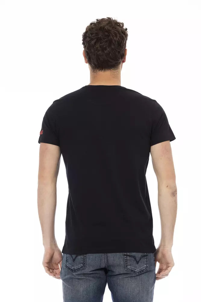 Trussardi Action Black Cotton Men T-Shirt $130.00 Trussardi Action Luzworld