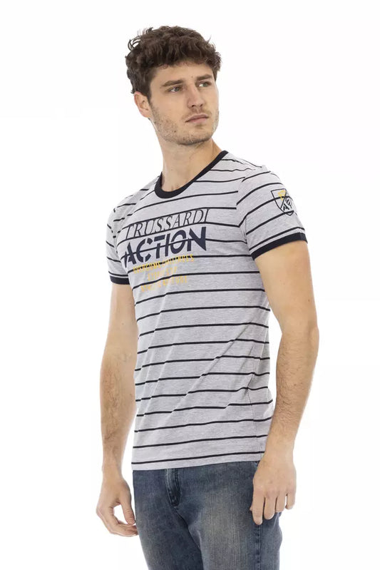 Trussardi Action Gray Cotton Men T-Shirt $130.00 Trussardi Action Luzworld