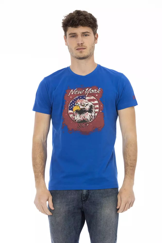 Trussardi Action Blue Cotton Men T-Shirt $130.00 Trussardi Action Luzworld
