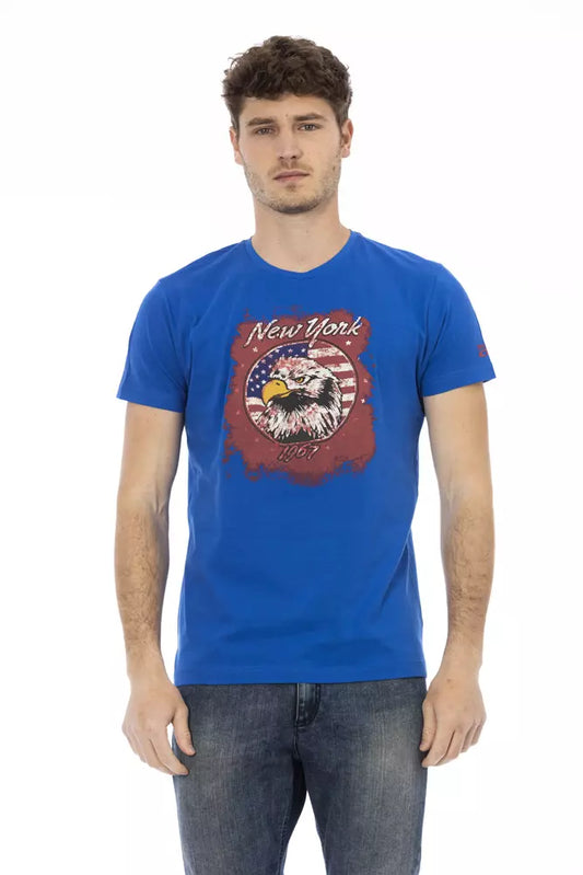 Trussardi Action Blue Cotton Men T-Shirt $130.00 Trussardi Action Luzworld