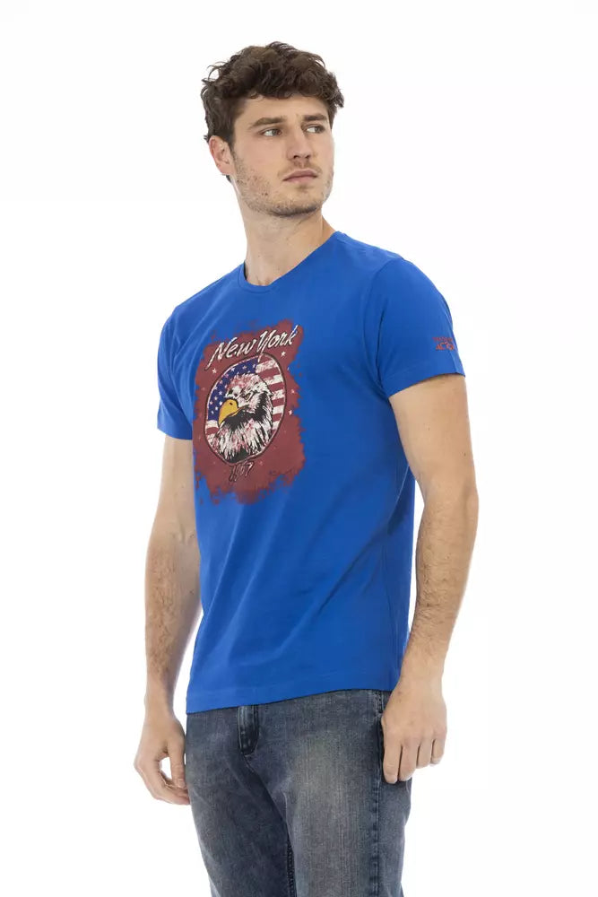 Trussardi Action Blue Cotton Men T-Shirt $130.00 Trussardi Action Luzworld