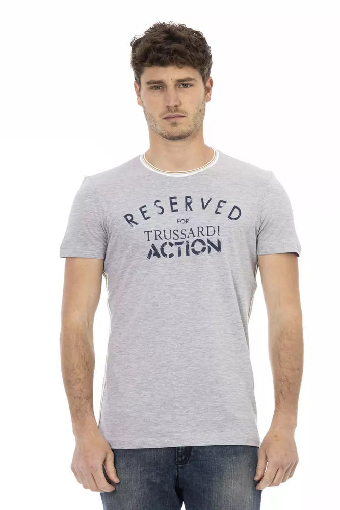 Trussardi Action Gray Cotton Men T-Shirt $130.00 Trussardi Action Luzworld