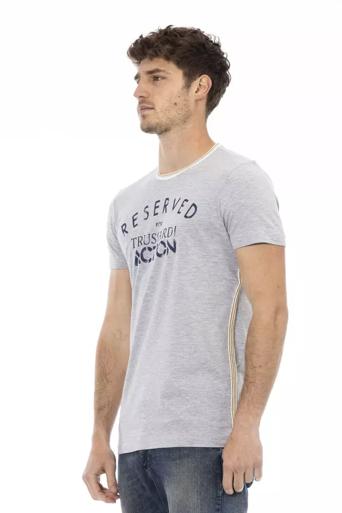 Trussardi Action Gray Cotton Men T-Shirt $130.00 Trussardi Action Luzworld