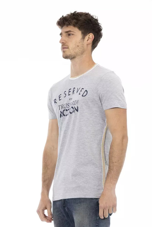 Trussardi Action Gray Cotton Men T-Shirt $130.00 Trussardi Action Luzworld