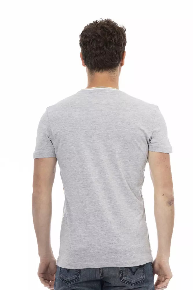 Trussardi Action Gray Cotton Men T-Shirt $130.00 Trussardi Action Luzworld