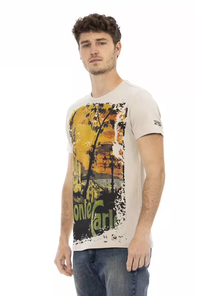 Trussardi Action Beige Cotton Men T-Shirt $130.00 Trussardi Action Luzworld