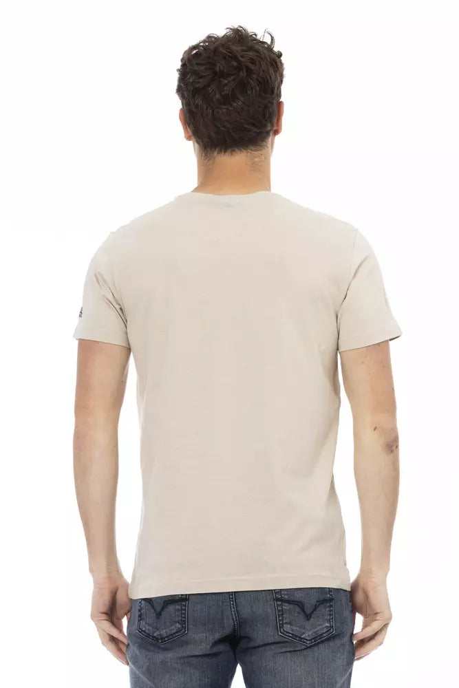 Trussardi Action Beige Cotton Men T-Shirt $130.00 Trussardi Action Luzworld