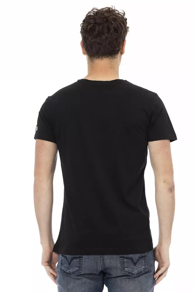 Trussardi Action Black Cotton Men T-Shirt $130.00 Trussardi Action Luzworld
