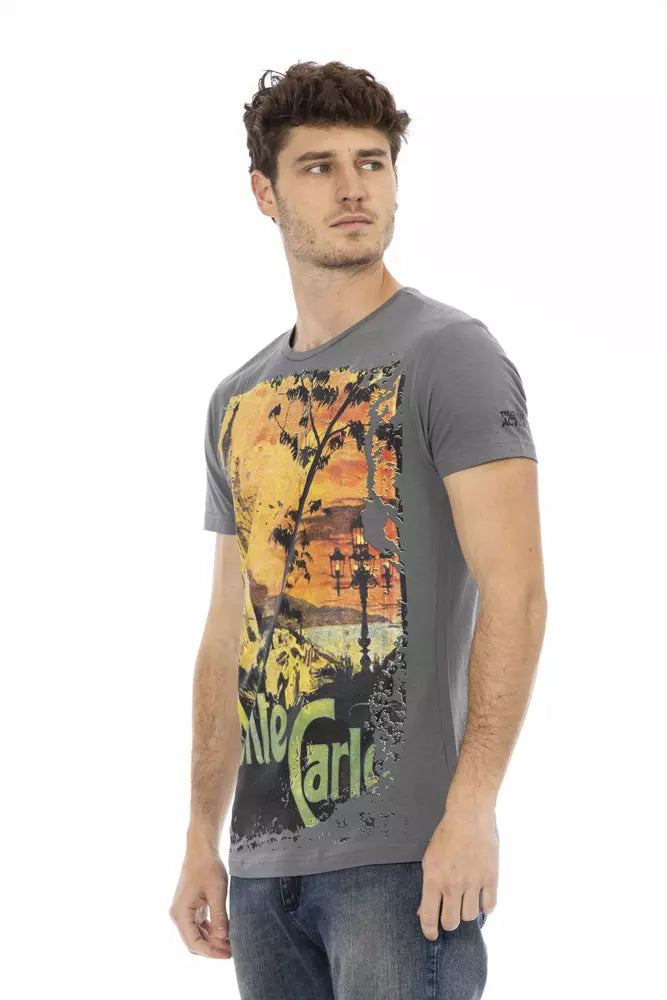Trussardi Action Gray Cotton Men's T-Shirt $130.00 Trussardi Action Luzworld