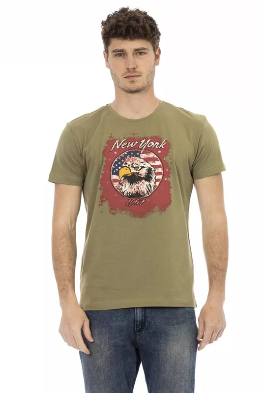 Trussardi Action Green Cotton Men T-Shirt $130.00 Trussardi Action Luzworld