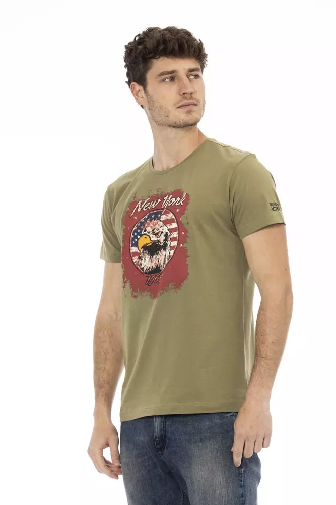 Trussardi Action Green Cotton Men T-Shirt $130.00 Trussardi Action Luzworld