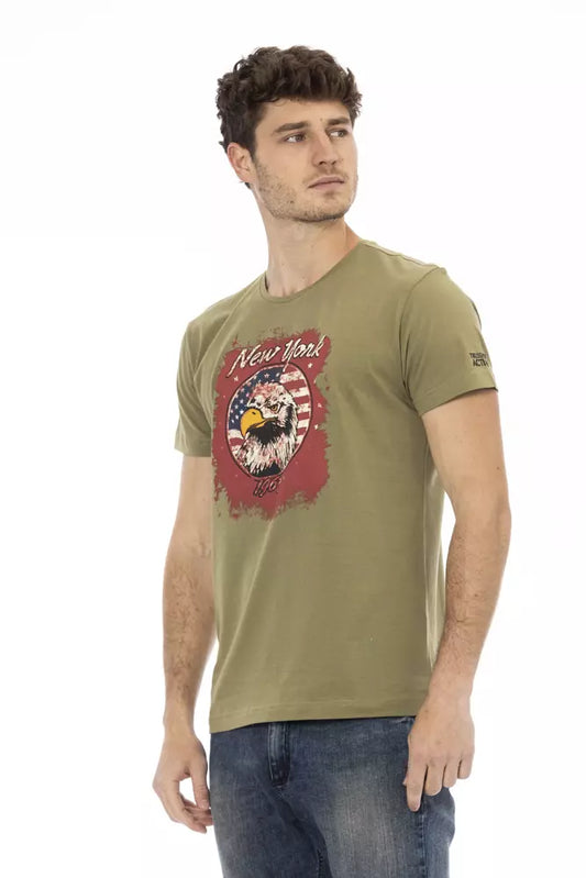Trussardi Action Green Cotton Men T-Shirt $130.00 Trussardi Action Luzworld