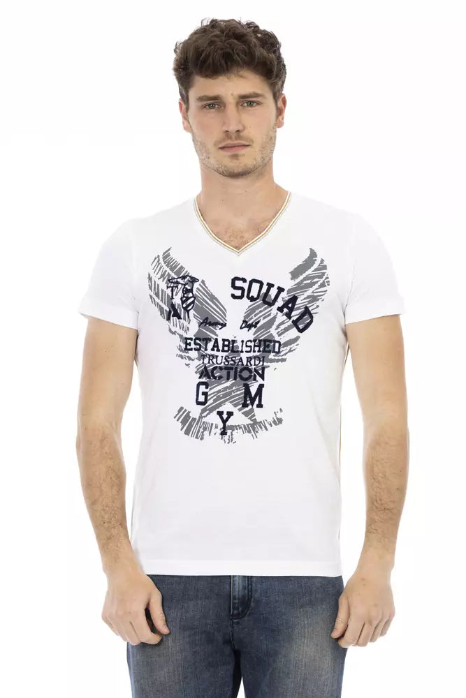 Trussardi Action White Cotton Men T-Shirt $130.00 Trussardi Action Luzworld