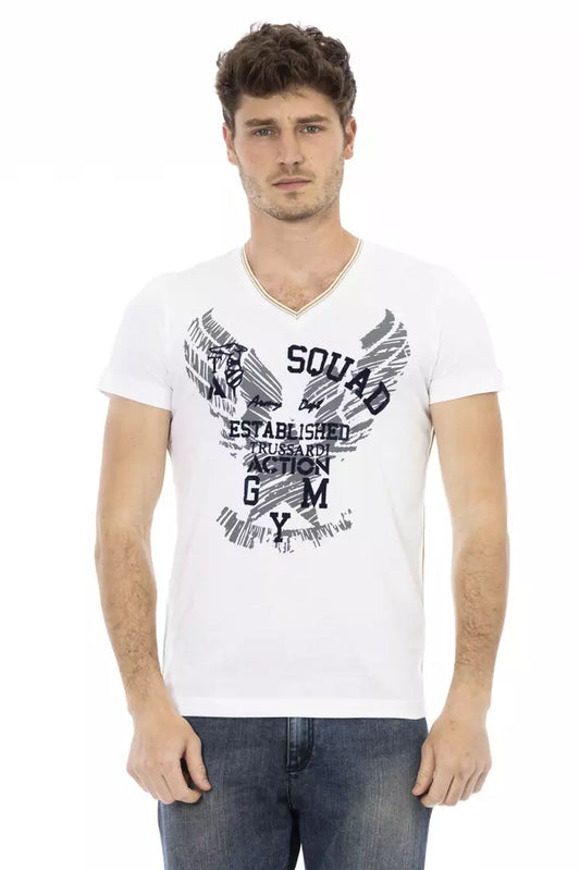 Trussardi Action White Cotton Men T-Shirt $130.00 Trussardi Action Luzworld